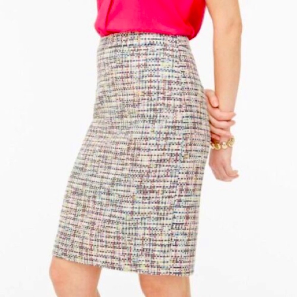 J. Crew multicolor tweed pencil skirt